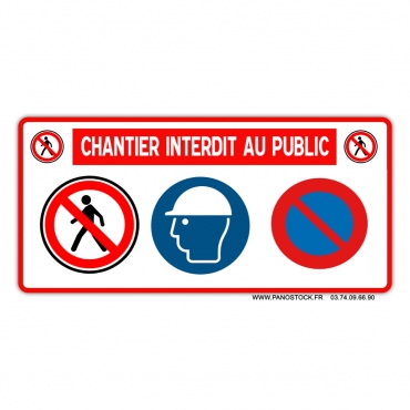 Vue de face du panneau de chantier 3 en 1